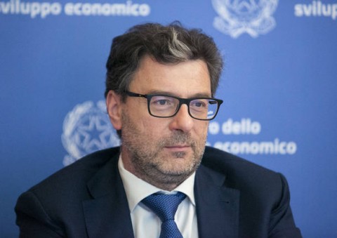 Il ministro dell’Economia Giancarlo Giorgetti durante la presentazione del BTp Valore 2025